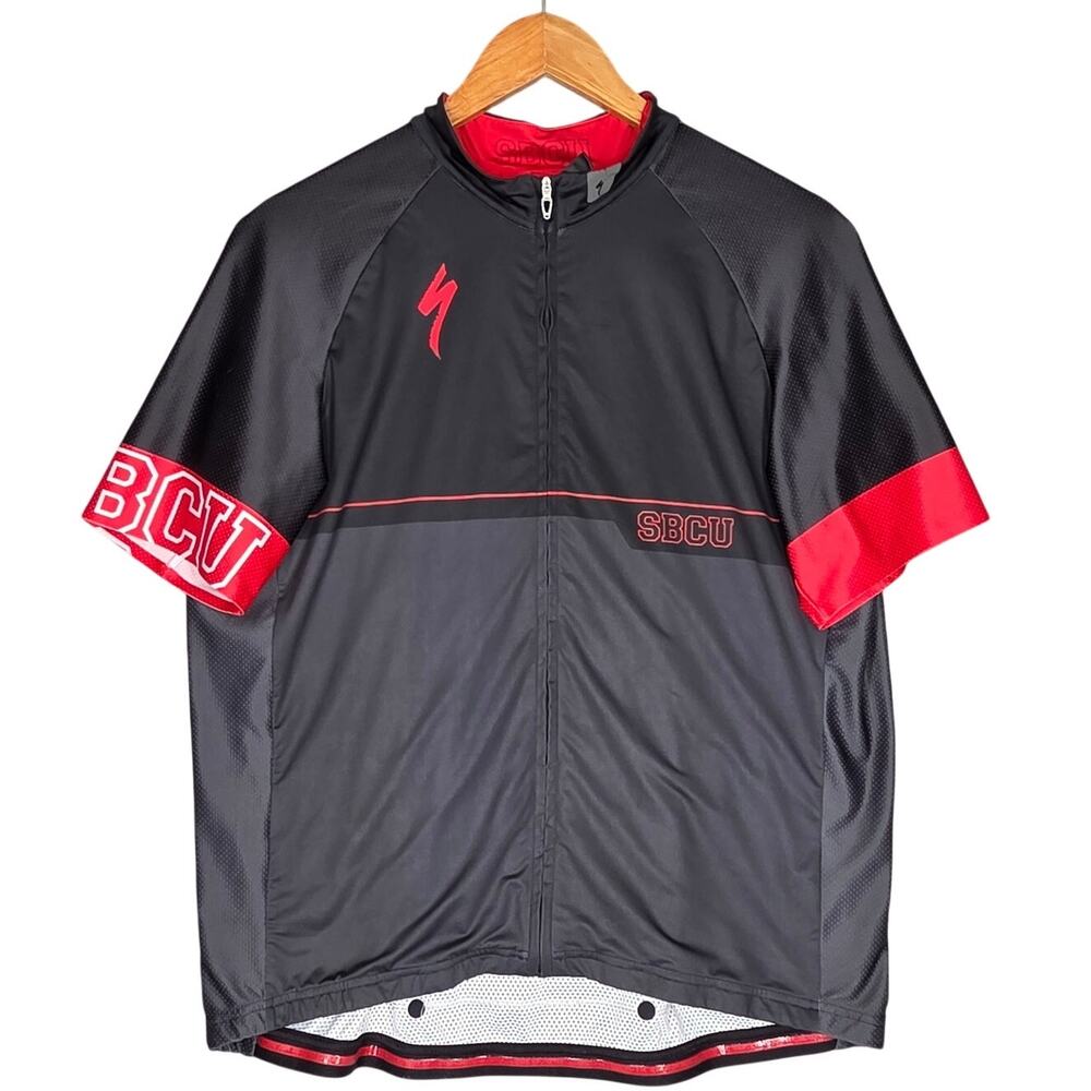 SPECIALIZED SBCU SHORT‑SLEEVE FULL‑ZIP CYCLING JERSEY – BLACK/RED – MEN’S XXL